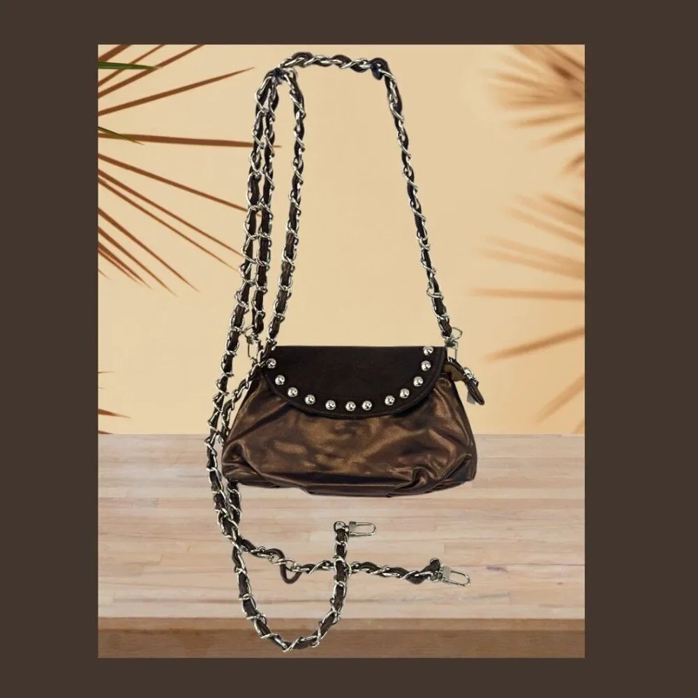 Expressions NYC Bronze Studded Chain Crossbody Bag